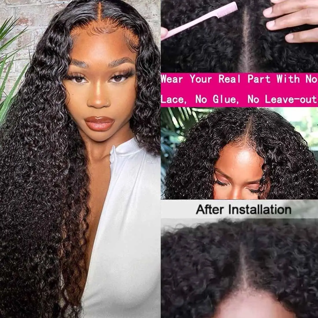 V Part Water Wave Human Hair Wigs No Leave Out 18-32 Inch Curly V Part Wigs Water Wave Malaysia part Human Hair For Women