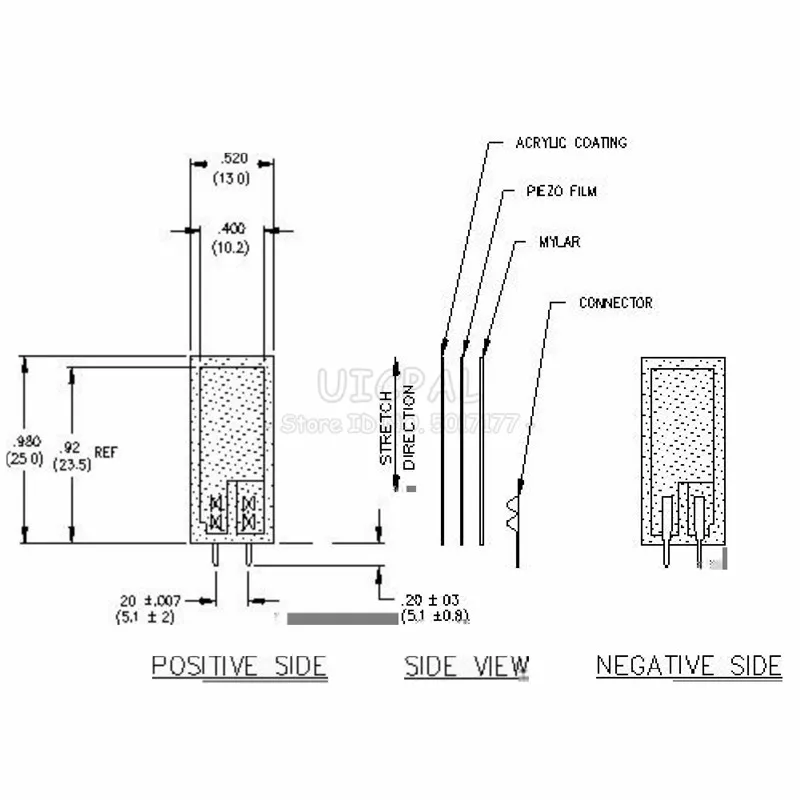 Pressure Sensors Trigger Switch Module with Cable Charge Amplifier LDTO-028K PVDFPiezoelectric Film Vibration Sensor