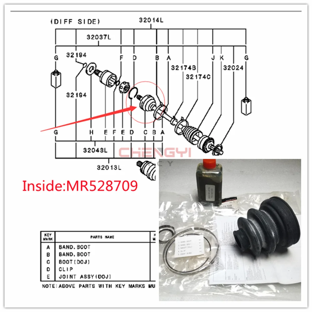 Pajero Montero Sport V31 V33W V43W V63W V73W V75W V78W MR 용 프론트 액슬 샤프트 볼 케이지 더스트 부츠 용 수리 키트 528639   MR 528709