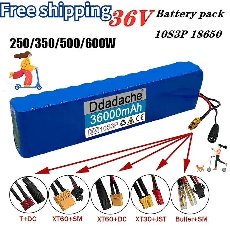 

Free Shipping Rechargeable Lithium Batterypack 10S3P 36V 36Ah 18650600W Used FomotorcycleScooters and Electric Vehicles with BMS