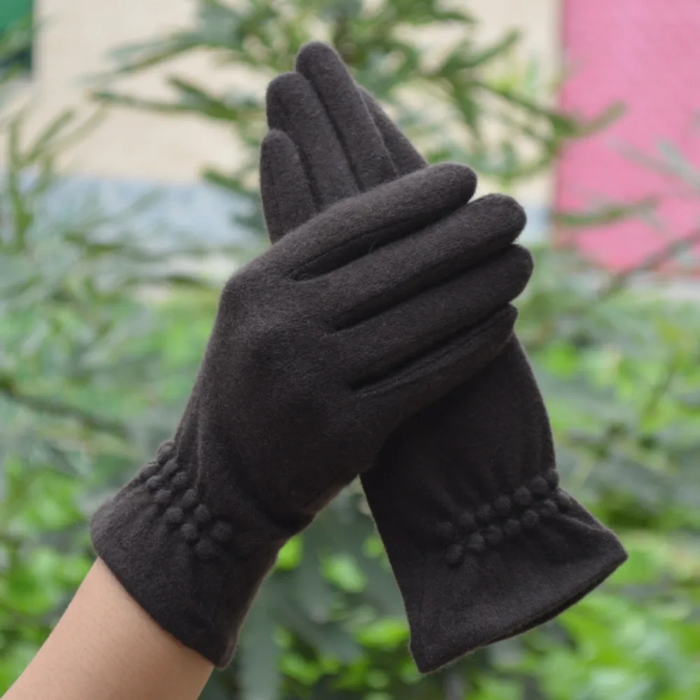 [BYSIFA] Autumn Winter Noble Purple Mittens Gloves Spring Women Pure Wool Gloves New Thick Warm Touch Screen Ladies Gloves