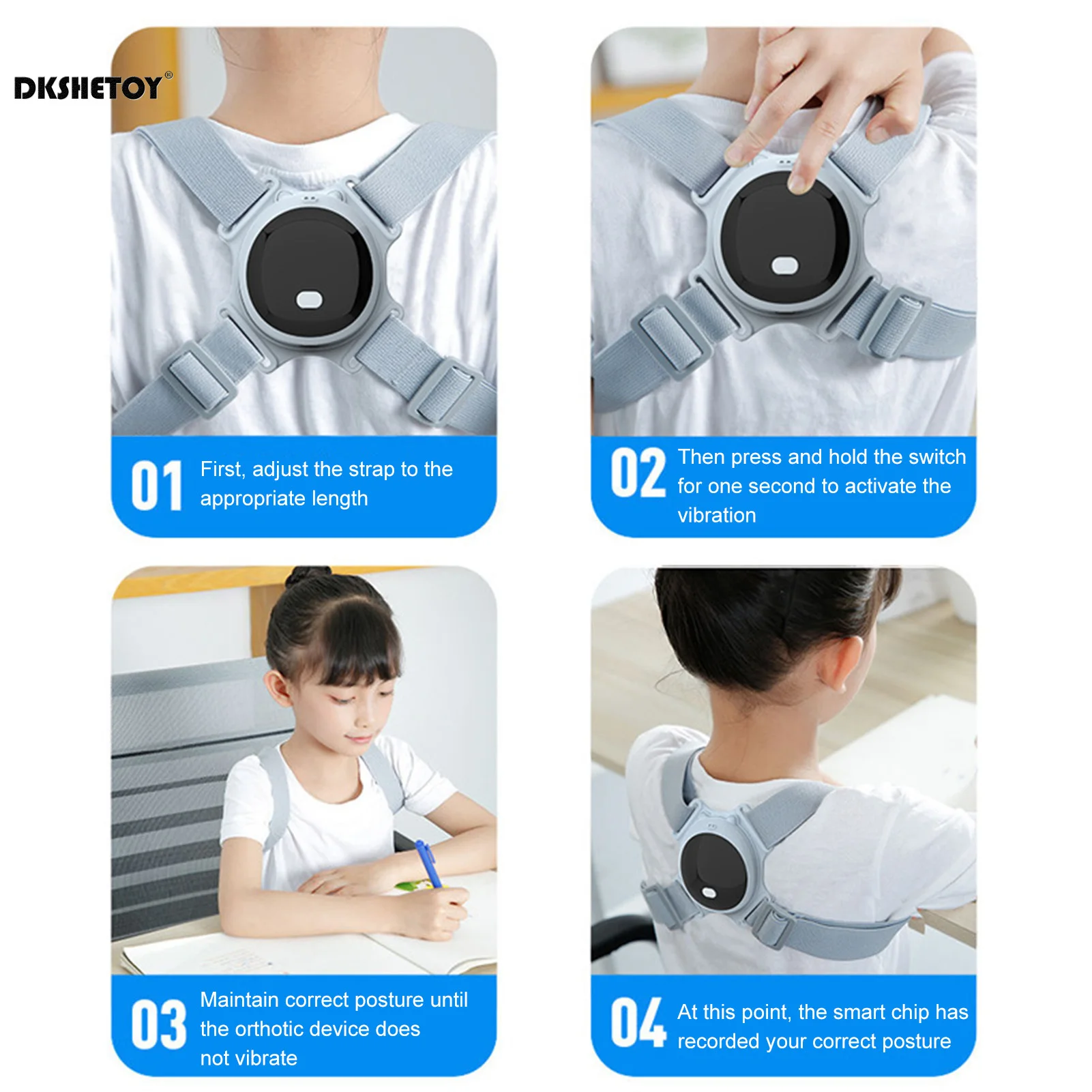 Smart Correction Belt Posture Reminder Ultrasonic induction Sitting Posture corrector with vibration Clavicle Orthosis Corrector