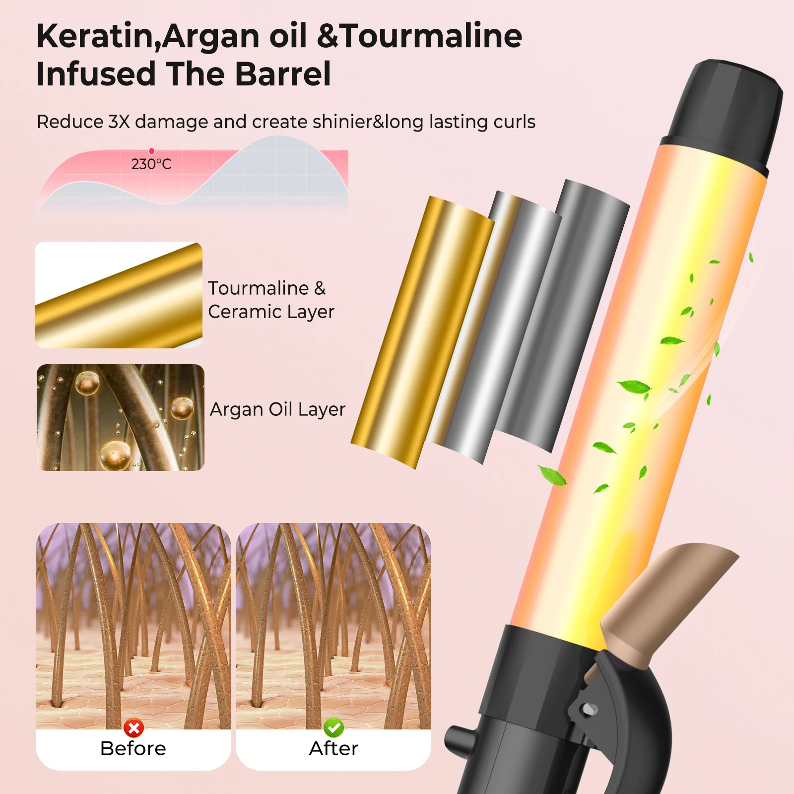 Electric Professional Ceramic Hair Curler Curling Iron Roller Curls Wand Waver Fashion Styling Tools
