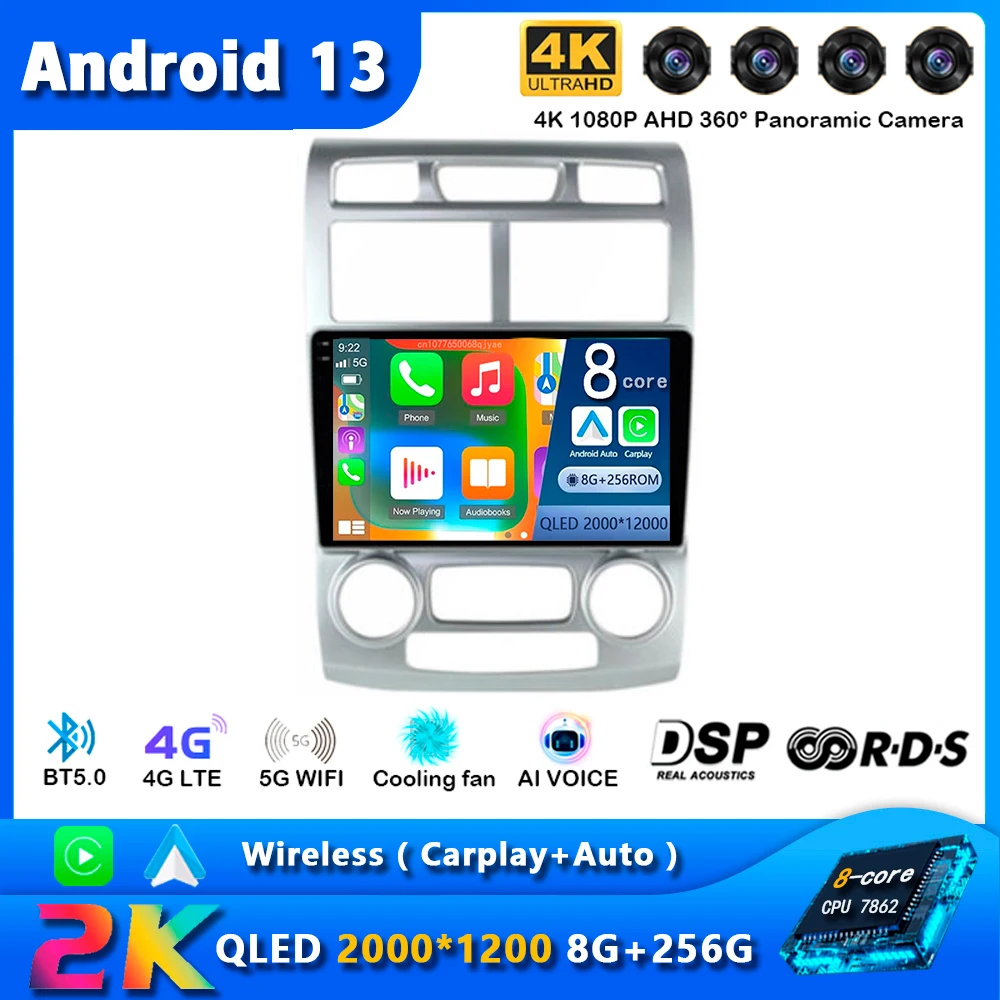 

Android 13 Car Radio For Kia Sportage 2 2004 2005 2006 2007 - 2010 Navigation GPS Multimedia Video Player Stereo Carplay+Auto BT