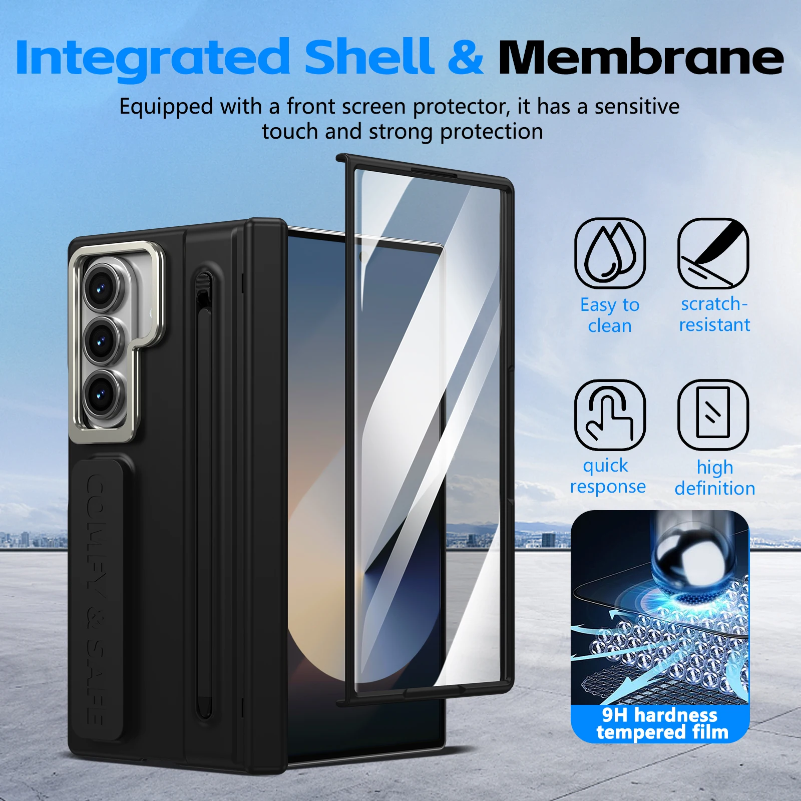Premium Full Body Protection Folding Case with Stylus Pen and Tempered Glass
