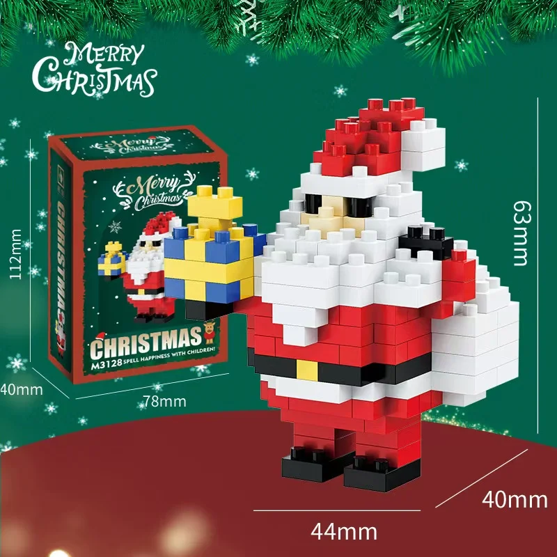 Christmas Gifts Micro Building Block Series Santa Claus Reindeer Puzzle Assembling Bricks Table Decoration Toys Children Kids 5