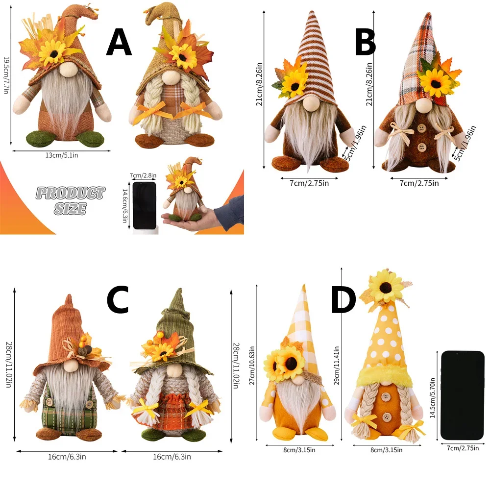 Thanksgiving Gnome Decorations – Fall Harvest Maple Pumpkin Gnomes for Table, Tiered Tray & Home Décor 6