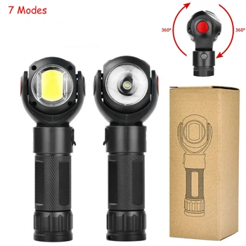 LED 손전등 내장 배터리, 360D 자유 회전 COB 라이트, T6 LED 손전등, 토치 램프 랜턴, 마그네틱 레드 작업등, 신제품
