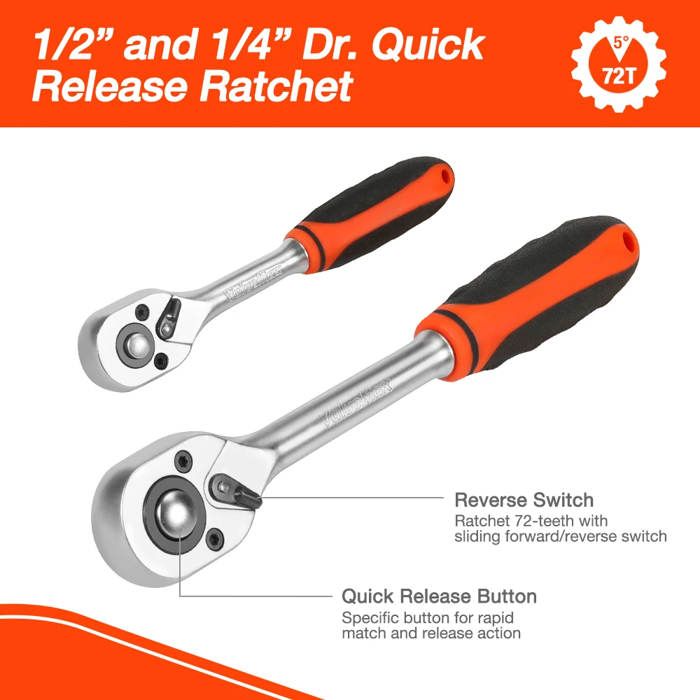 Car Repair Tool Set Mechanic Tool Kits Screwdrivers Ratchet Spanner Wrenches Sockets