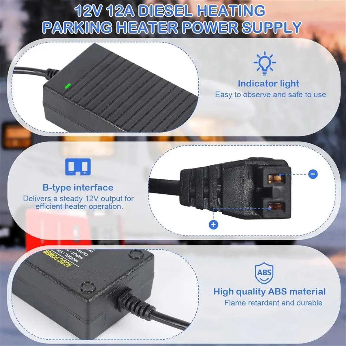 (DT37) 12V 12A 디젤 히터 어댑터 전원 코드 AC100V-240V - DC 전원 공급 어댑터 EU 플러그