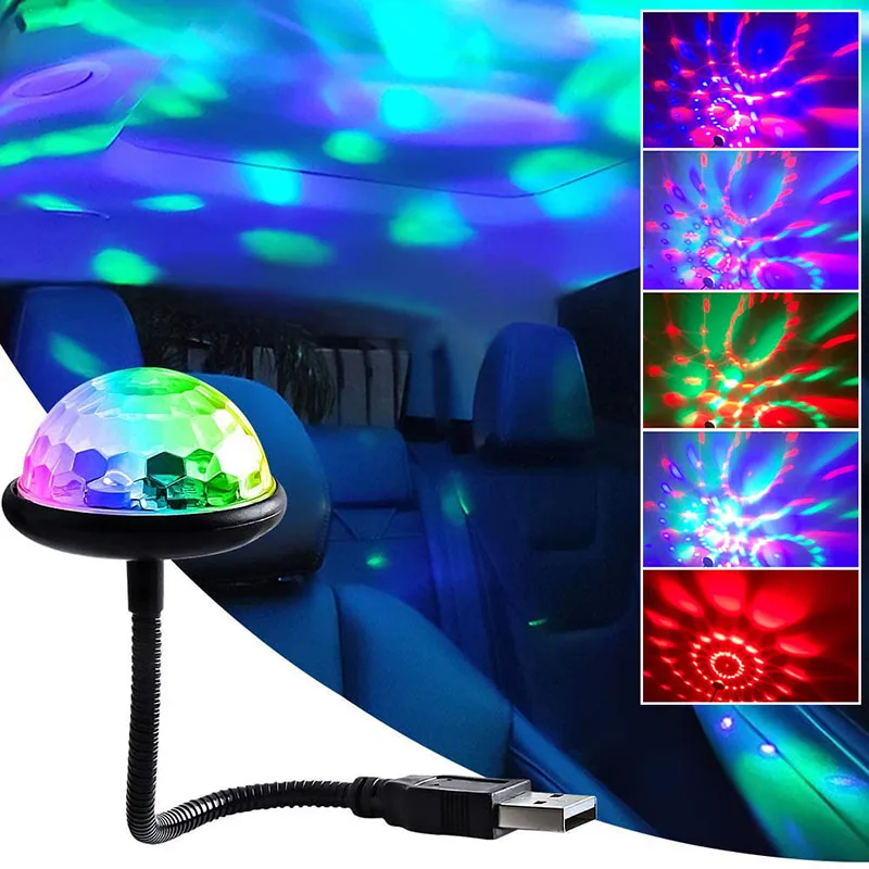 

Mini RGB Usb Disco Ball Stage Light Led Sound Activated Magic Strobe Party Lights for Car Room Atmosphere Lamp Home DJ Lightings