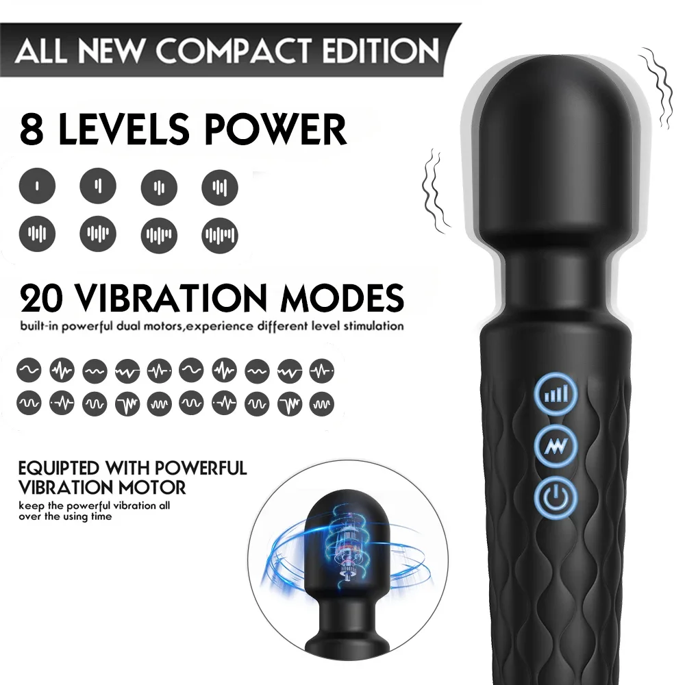 Vibrateur Puissant 20 Vitesses - Stimulation G-Spot, Clitoris, Mamelons - Magic Pour Femmes - Neuf