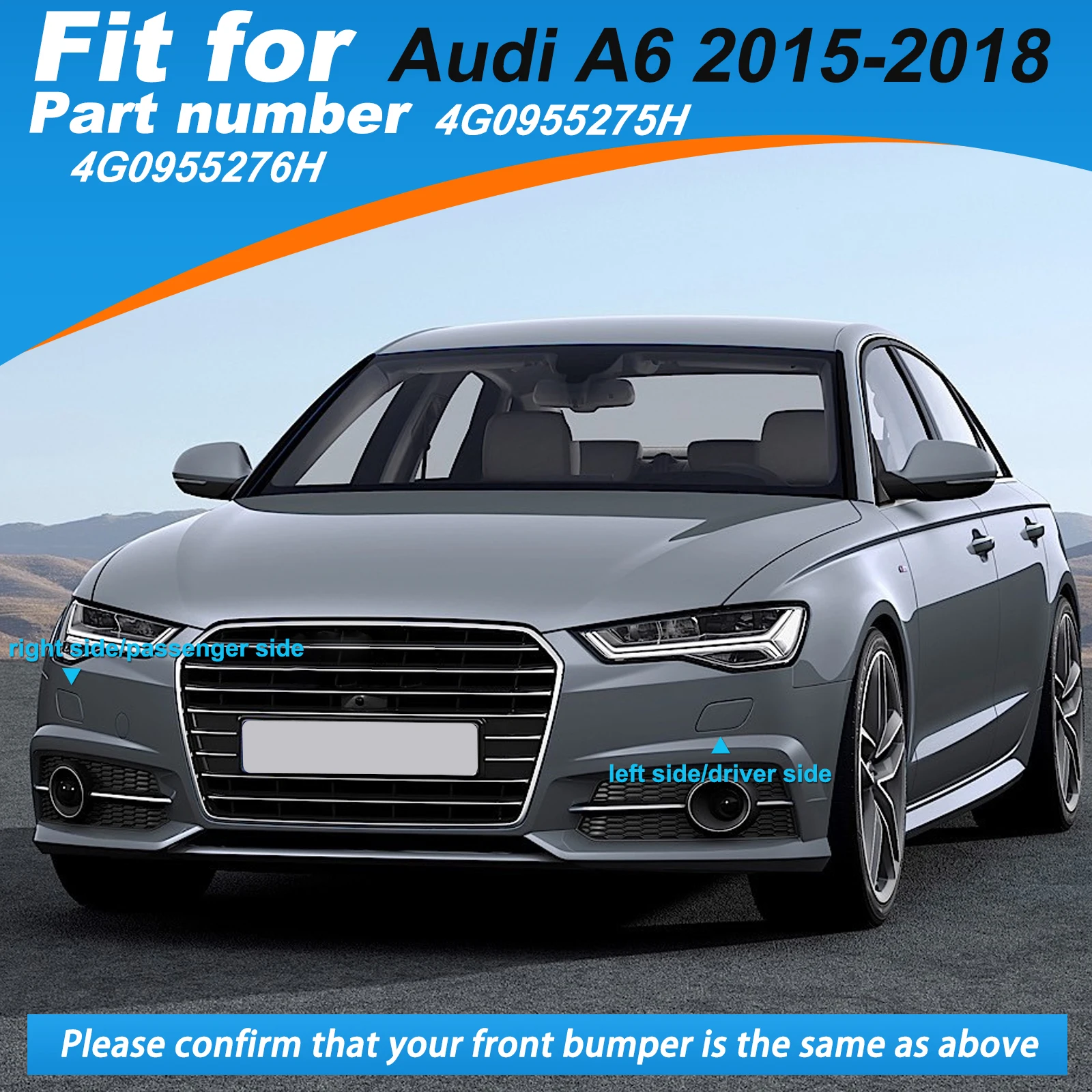 Front Bumper Headlight Washer Cover Headlamp Cap For Audi A6 Accessories 2015 4G0955275H 4G0955276H