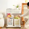 Multilayer Laundry Basket Household Dirty Clothes Storage Trolley Movable Rolling Laundry Cart Portable Bathroom Clothes Shelf 3