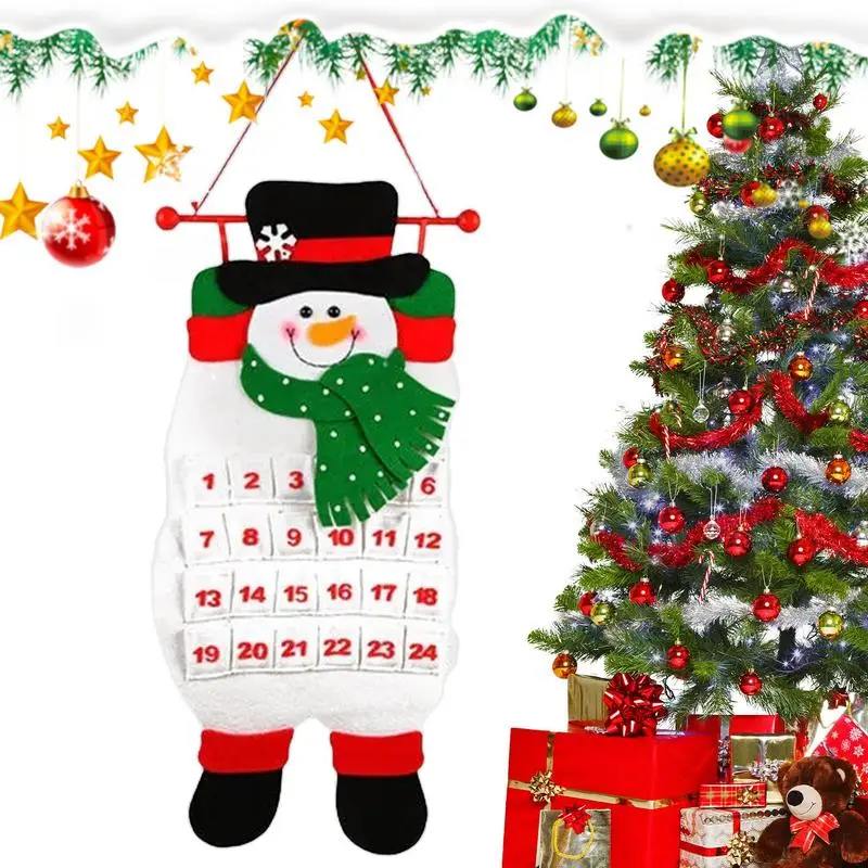 2023 Feltro Babbo Natale Pupazzo Di Neve Alce Natale 24 Giorni Conto Alla Rovescia Calendario Dell'Avvento Con 24 Tasche Calendario Dell'Avvento Natal