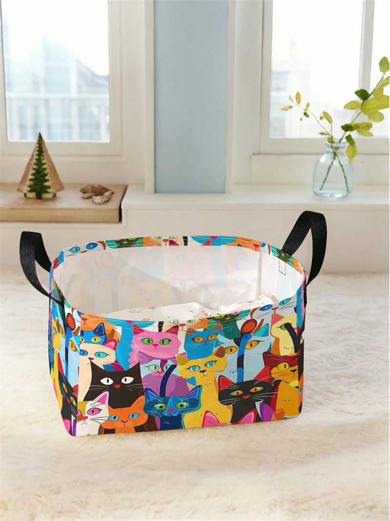 Storage box, underwear, socks, baby toys, storage basket with handle, simple printed decorative storage basket