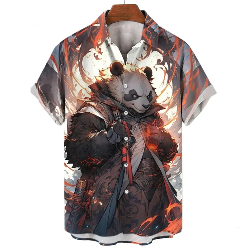 thumbnail image 1 of Nuevas camisas de animales para hombres, ropa con estampado 3D de panda y orco, camisas y blusas casuales de moda para hombres, ropa de hombre de alta calidad, 1 of 4