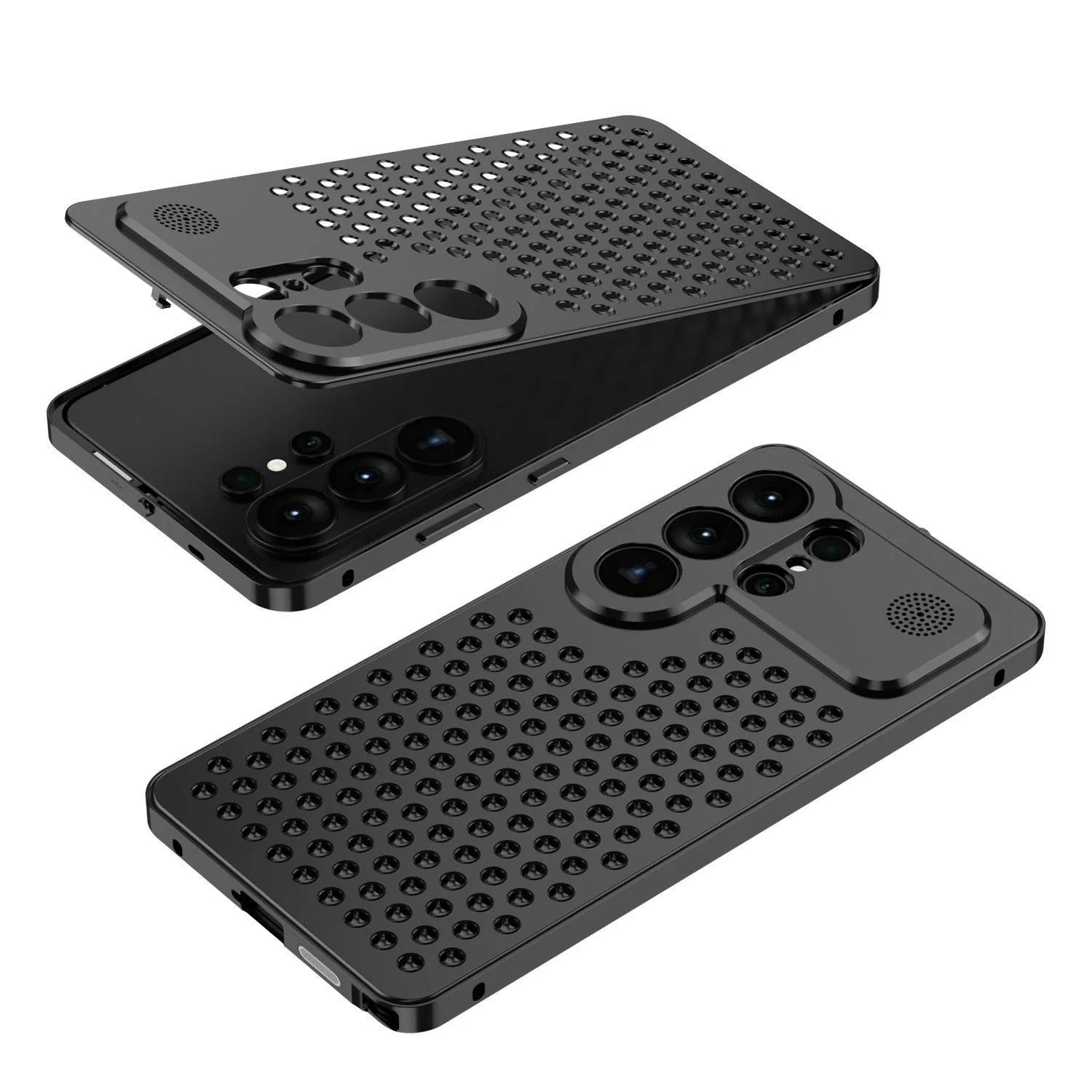 Elegant Hollow Out Metal Frame Phone Case with Heat Dissipation and Fragrance Feature