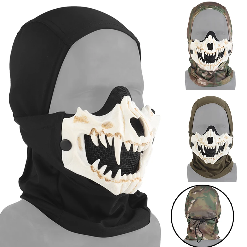 

Military Tactical Half Face Protective Mask With Headgear Shooting Hunting Airsoft Gear Paintball Cosplay CS Game Cycling Masks