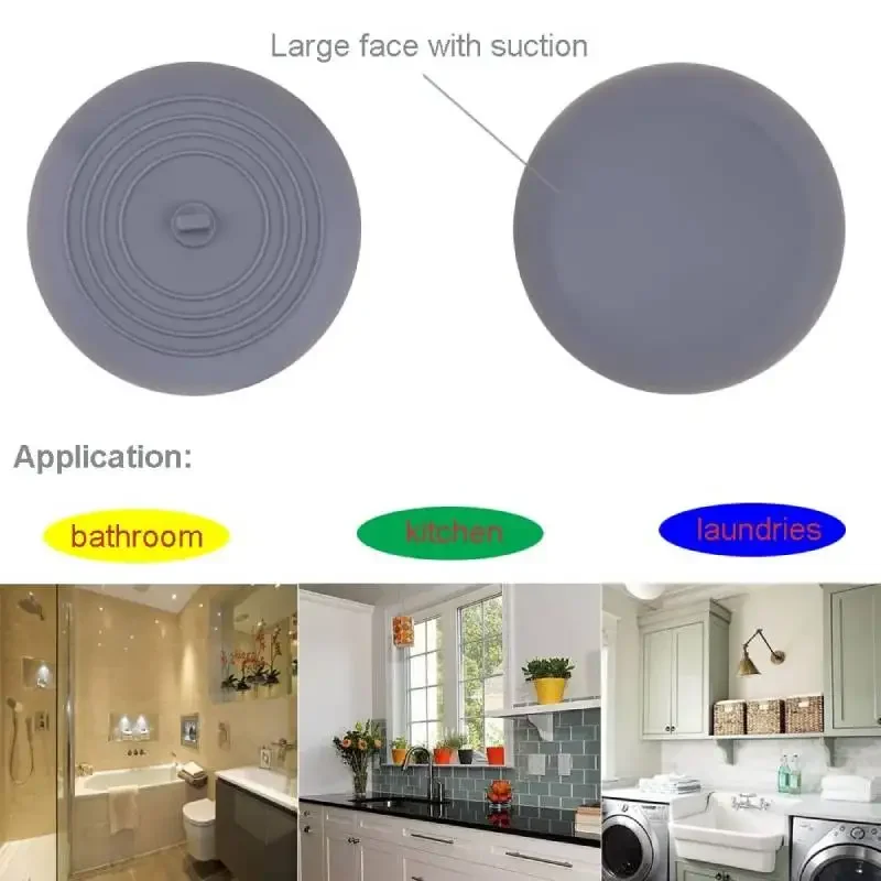 6 inches Tub Stopper Large Silicone Drain Plug Hair Stopper Bathtub Flat Suction Cover for Kitchen Bathroom Laundry