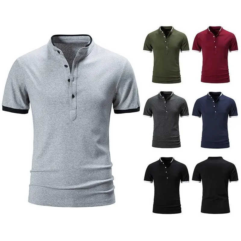 

Summer Short-sleeved Standing Collar Polo Shirt Men's T-shirt Top