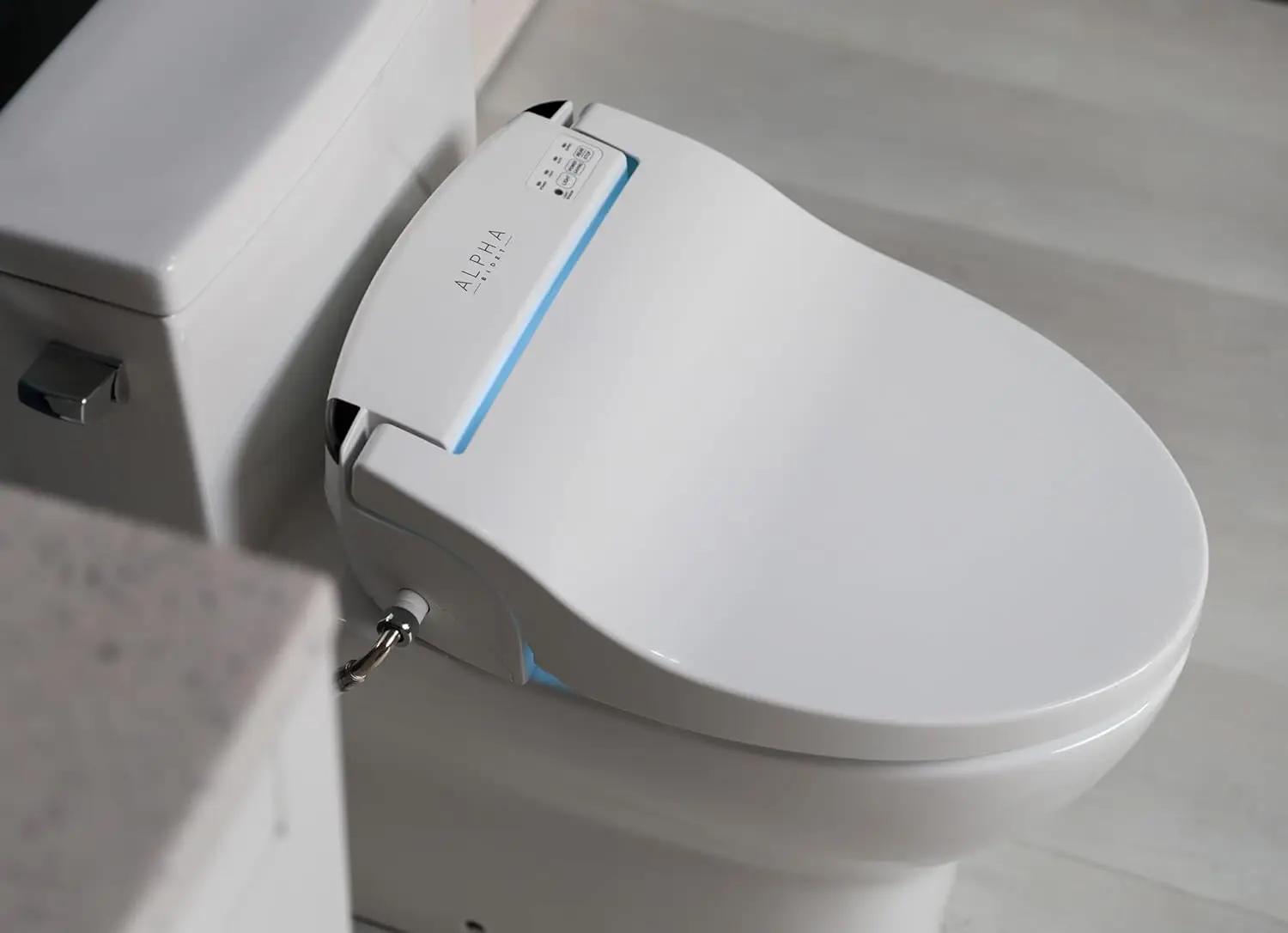 Elongated Bidet Toilet Seat, Beige, Endless Warm Water, *NEW* Bowl Mist, LED Light, Quiet Operation, Wireless Remote Stainless 2