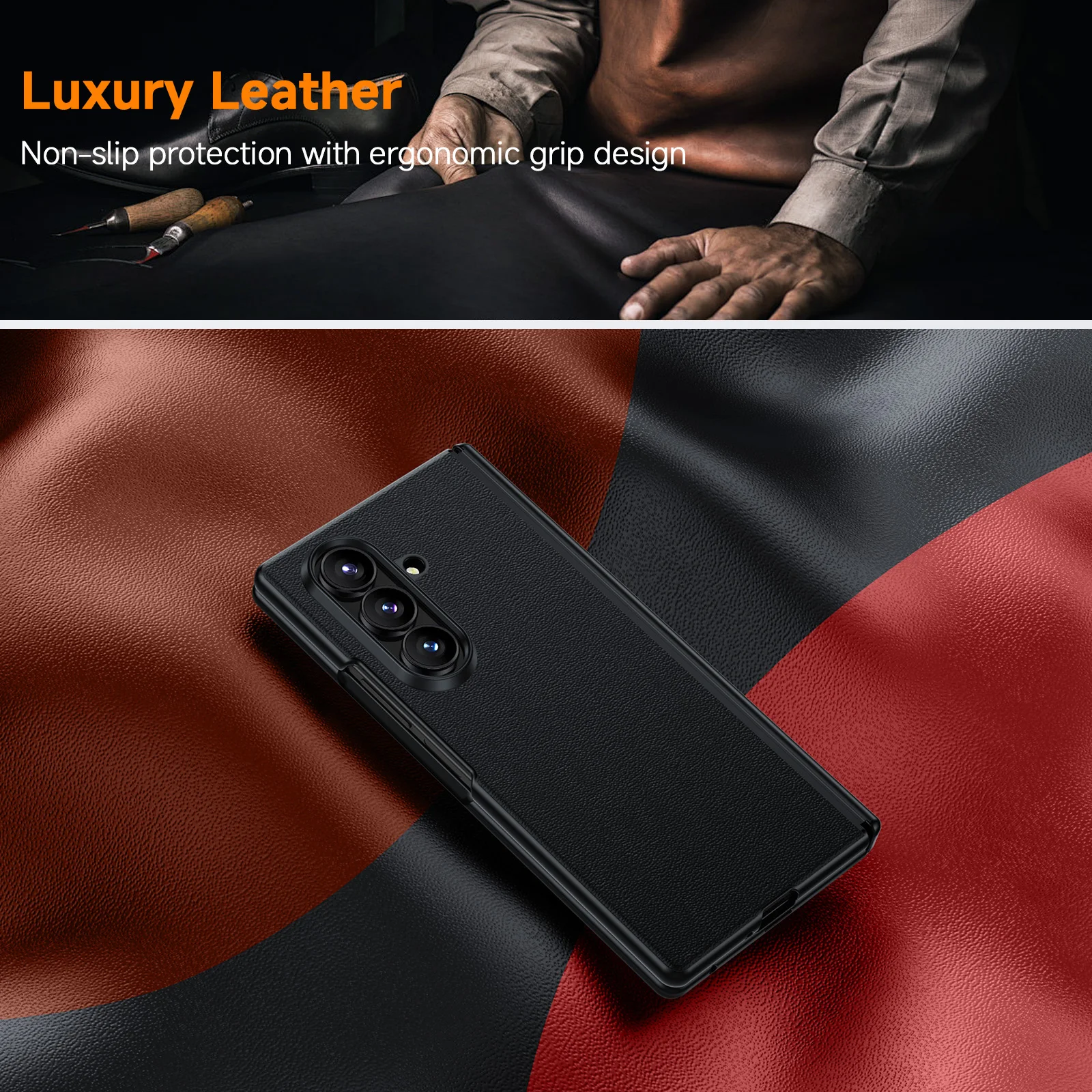 حافظة جلدية أصلية لهاتف سامسونج جالاكسي Z فولد 7 غ...