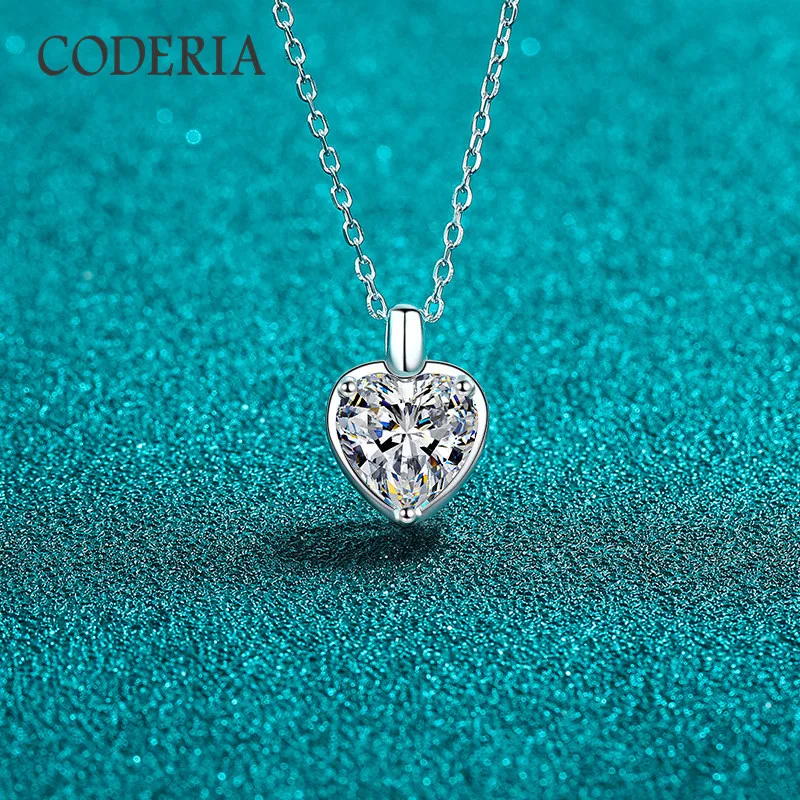 D color Moissanite 2 Carat Necklace Fashion Exquisite Women Jewelry 925 Sterling Silver Minimalist Heart Pendant Necklace 4