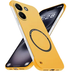 Frameless Ultra Thin Protective Magnetic Wireless Charging Case - Slim Skin - Feel Cover Shell for POCO X8 Pro Max (Yellow)