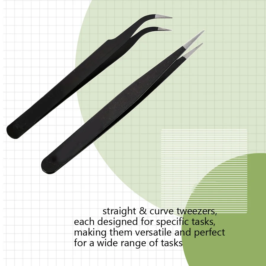 Antistatic Black Manicure Tool Acrylic Gel Nail Art Rhinestones Sequins Paillette Picking Nipper Tweezers HOT 3