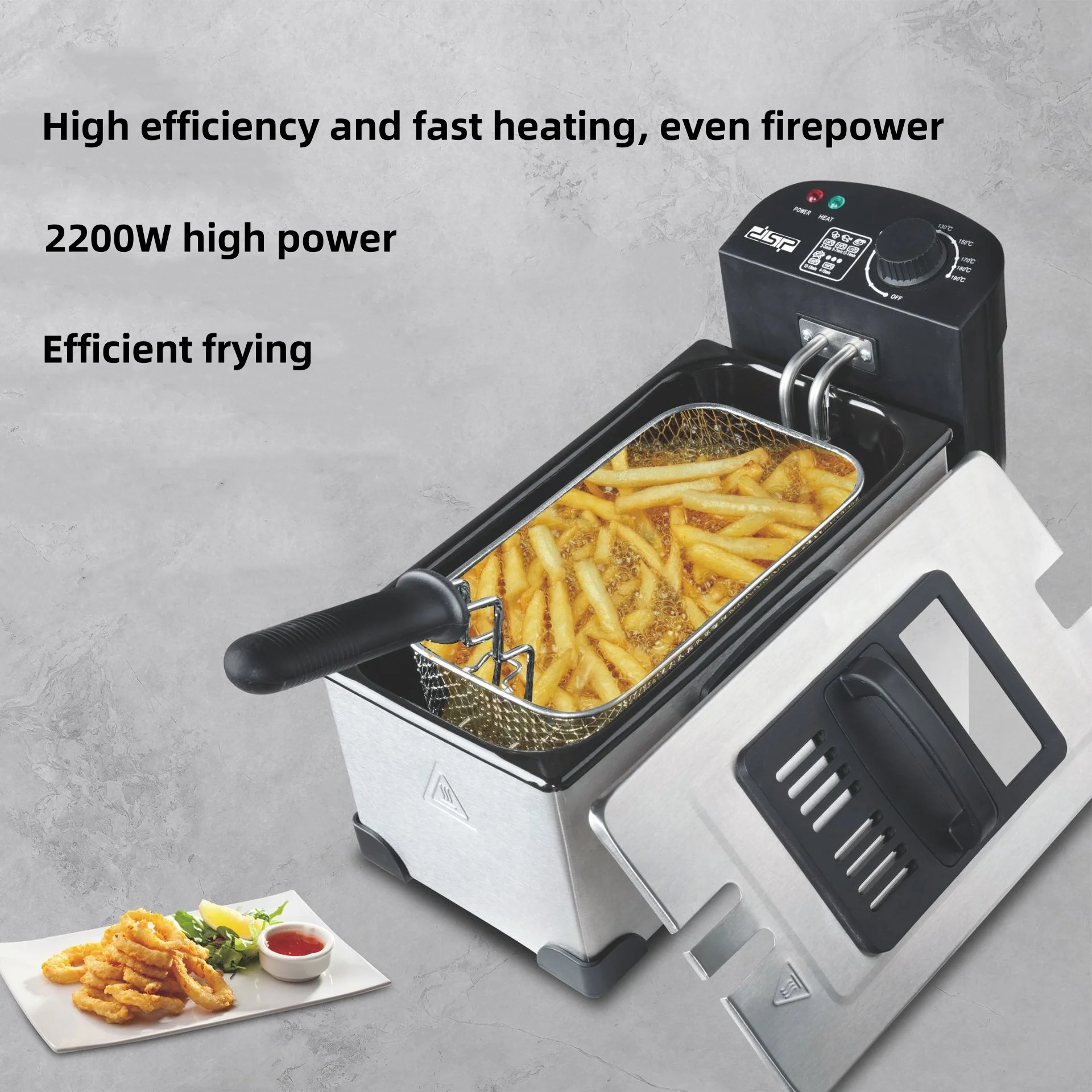 3L Electric Deep Fryer Household Multi-Function Deep Fryer French Fries 2200W Stainless Steel Electric