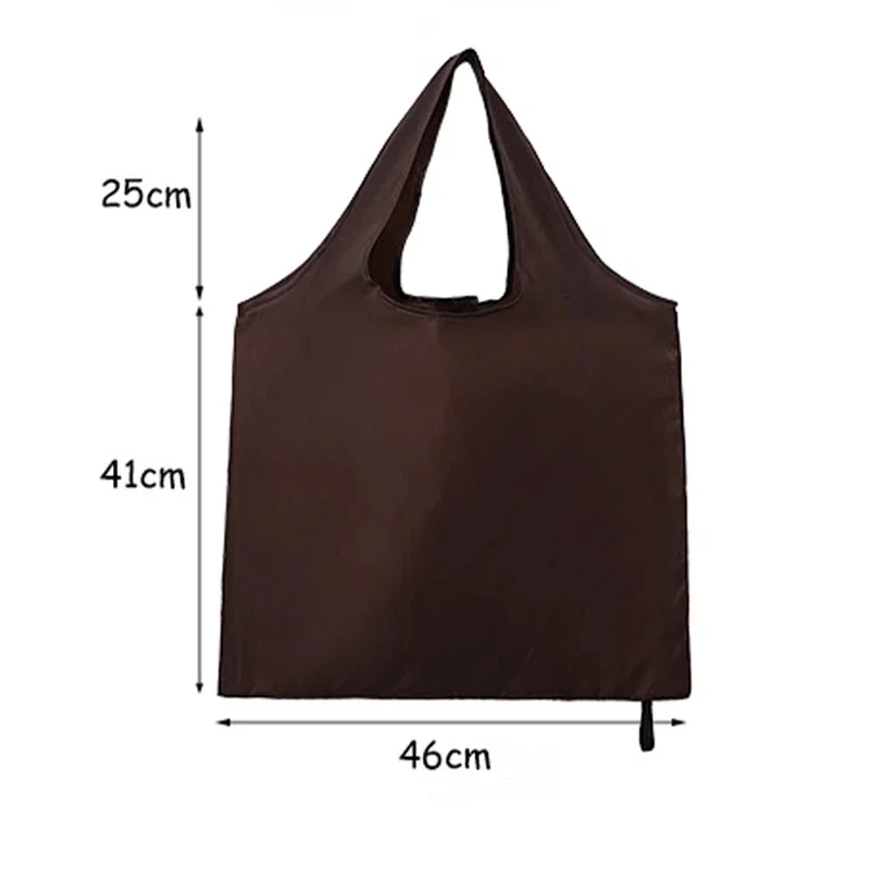 Women Men Solid Colour Reusable Shopping Bag Nylon Foldable