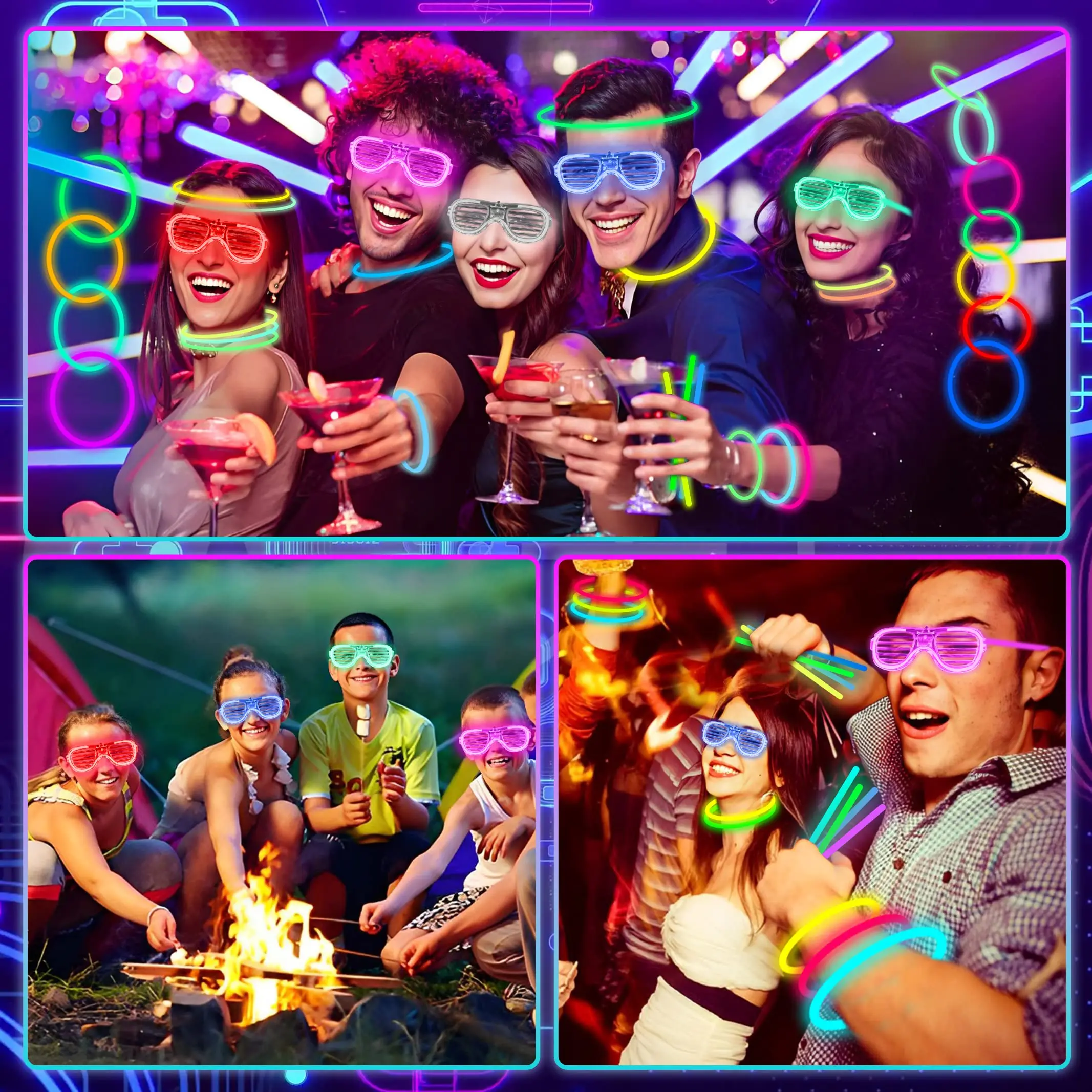 60-240 Pack Glow Sticks Party Supplies 5 Neon Colors Glow Sticks LED Glow  Glasses Dark Party Favors for Halloween/Birthday/Party - AliExpress