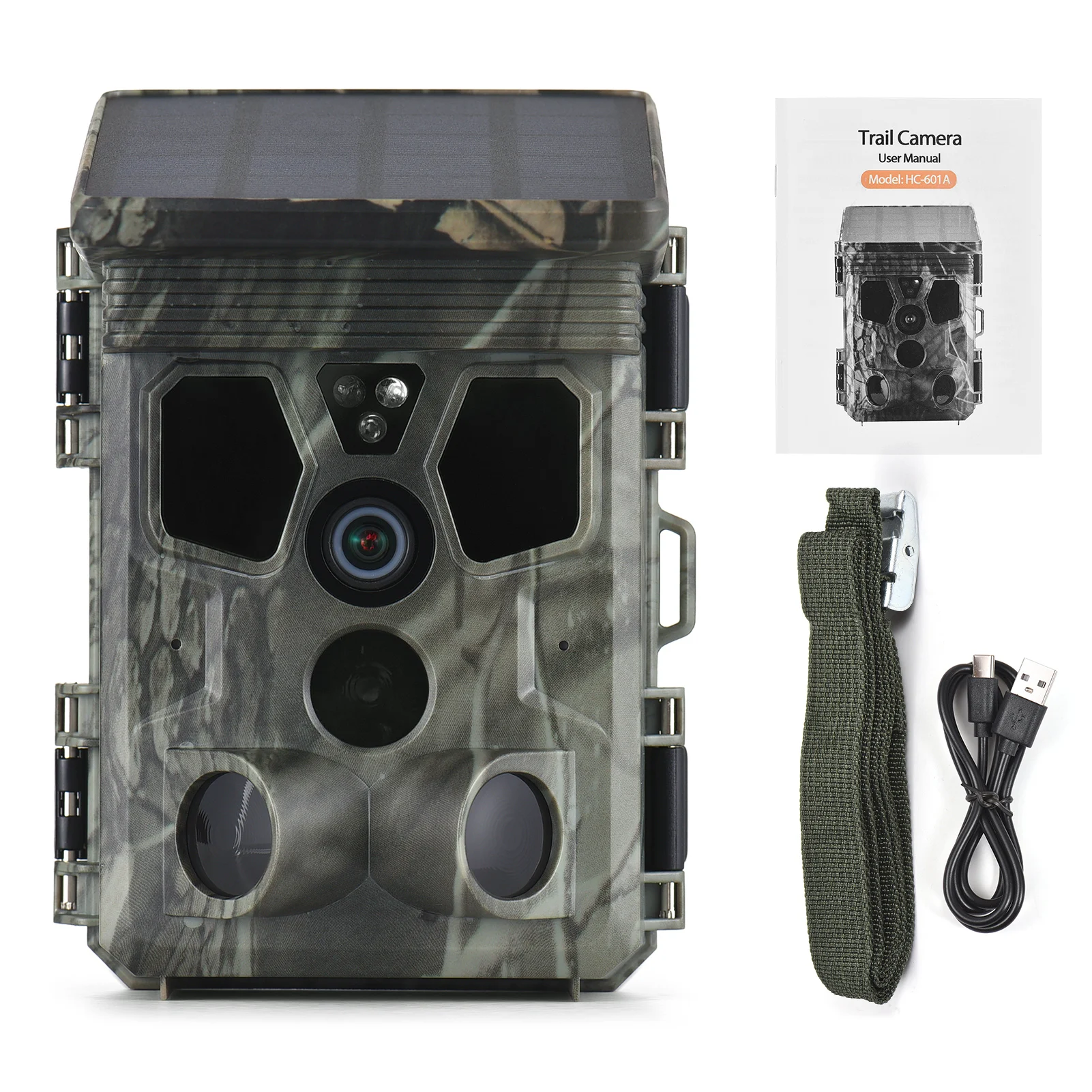 4K 50MP Solar Trail Camera 120&deg; Detection Angle Game Camera Night IP65 Waterproof Hunting for Wildlife Monitoring