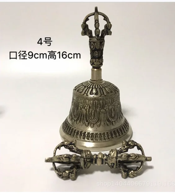 

Nepal handmade white copper five strand diamond bell Vajra pestle Tibetan Buddhism hand ring wholesale Home Furnishing