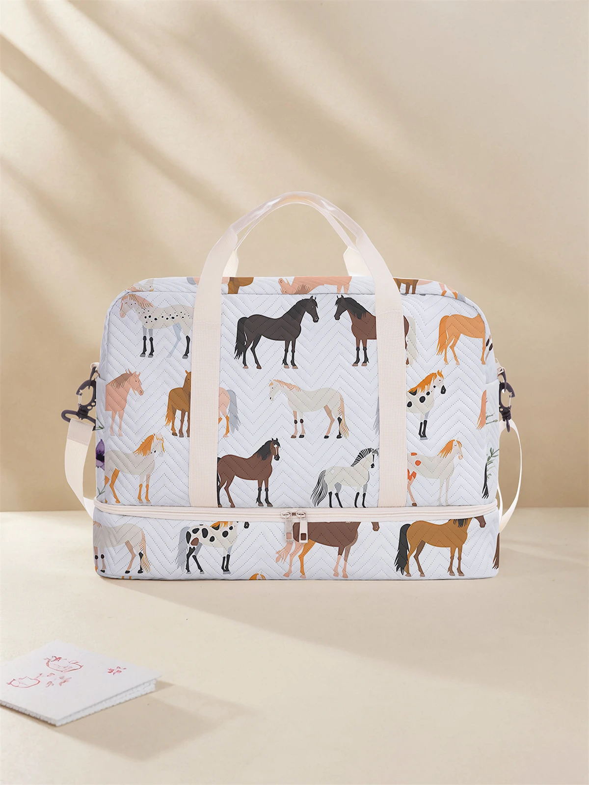 Lightweight wave patterned travel Dufile bag, large capacity sports and fitness storage bag, portable weekend overnight bag