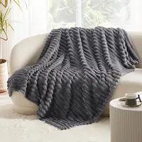 ROSEKIND Blankets 3 Size for Bed, 302GSM Soft & Warm Fleece Blanket Decorative and Giftable 3D Striped Fluffy Throw Blankets