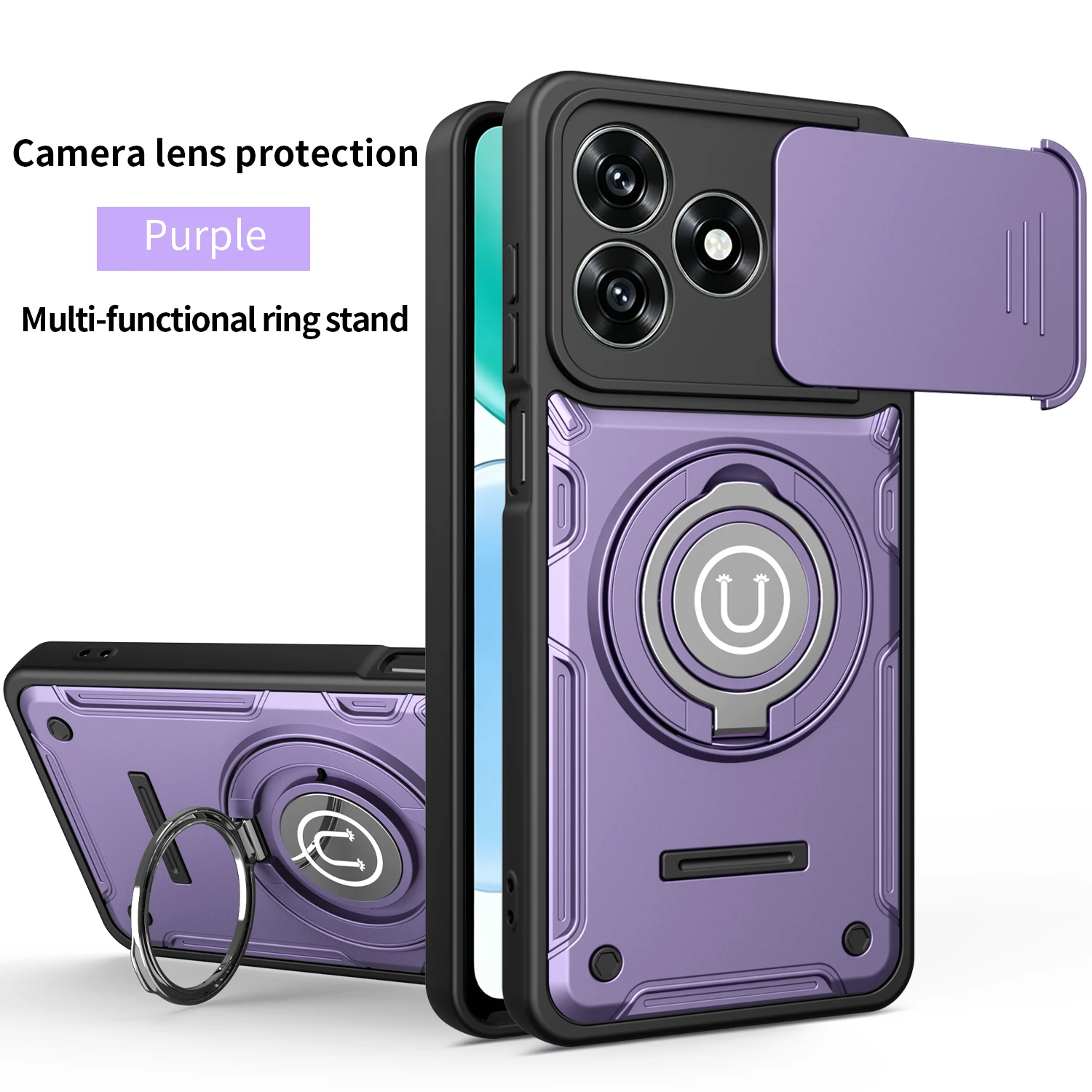 Magnetic Armor Shockproof Ring Holder Phone Case with Magsafe Wireless Charging Compatibility