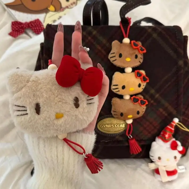 Kawaii Sanrio Hello Kitty Christmas Plush Backpack Pendant Cute Cartoon Keychain Decoration Stuffed Doll Girls Birthday Gift 4