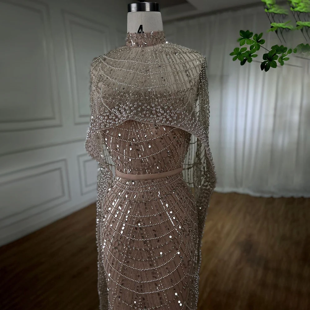 S9e8fa3d96ad448efb17ddd0d1191ffecu Arabic Nude Mermaid Long Cape Sleeves Luxury Evening Dresses Gowns For Women Wedding Party Mallzona