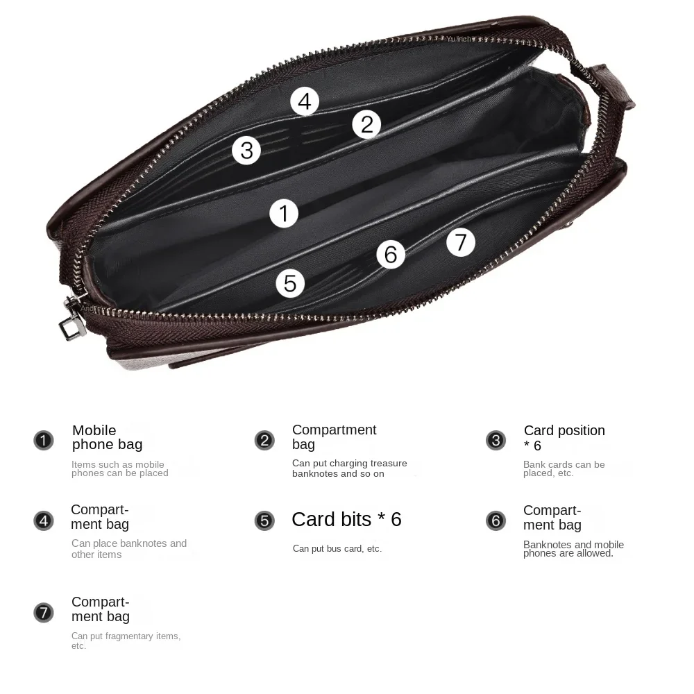 حقيبة رجالية فاخرة صغيرة الحجم من الجلد، محفظة طوي...