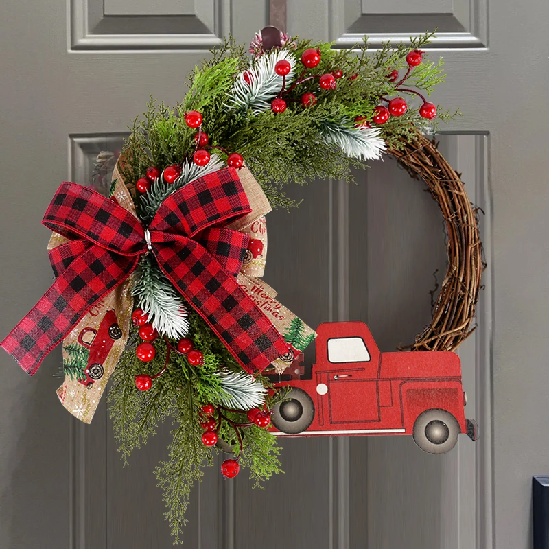 

40cm Christmas Wreaths Door Hanging Ornaments Artificial Garland Front Door Wall Decorations For Home Xmas New Year 2024 Navidad