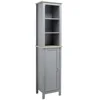 Kleankin Tall Grey Linen Tower Bathroom Storage Cabinet - 3 Tier Shelf 1