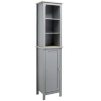 Kleankin Tall Grey Linen Tower Bathroom Storage Cabinet - 3 Tier Shelf 1