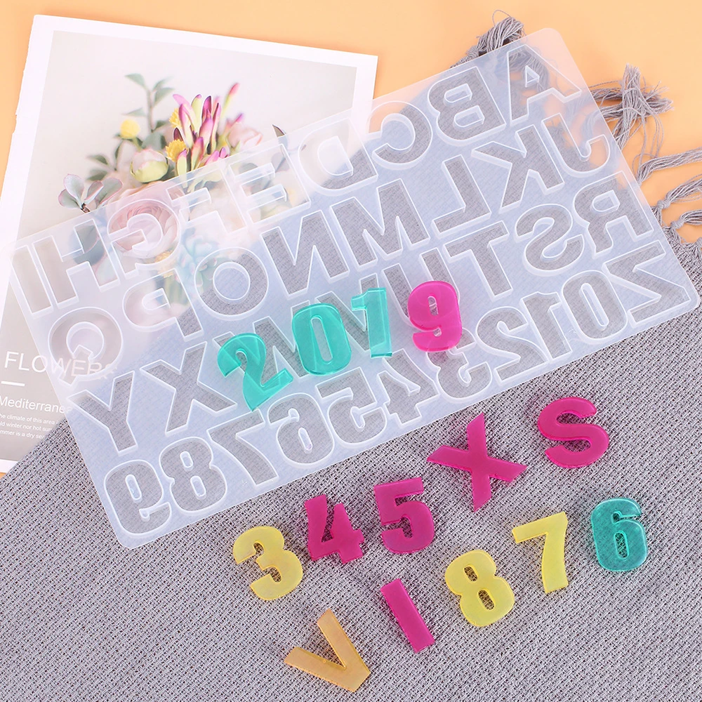 73PCS DIY Alphabet Resin Silicone Molds Letter Number for Epoxy Molds  Making Keychain 