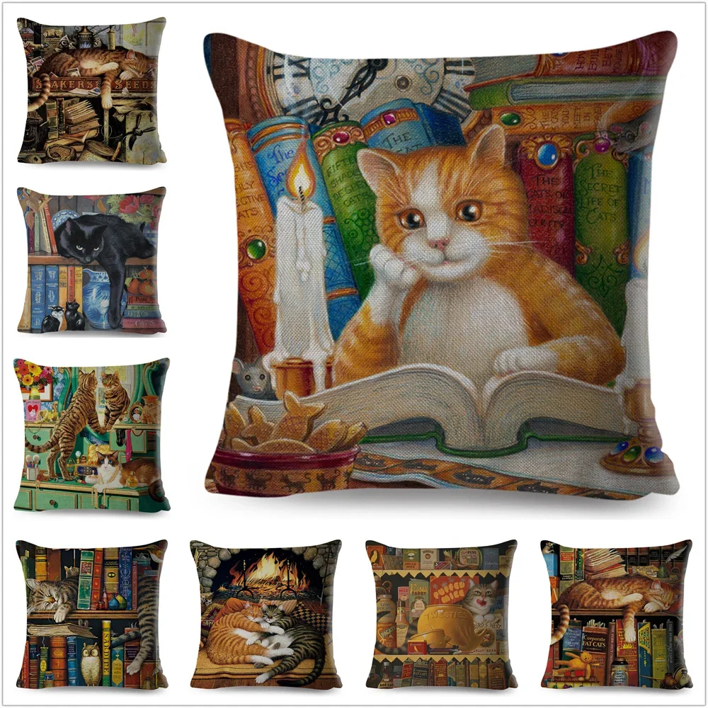 

45x45 см, милая книга, кошка, искусственная Обложка, декоративная мультяшная фотография, диван для дома