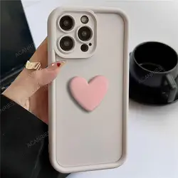 Adorable 3D Love Heart Silicone Matte Back Cover for A03S (AX Beige)