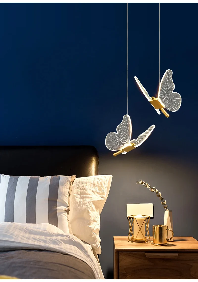 Butterfly LED Wall Lamp Indoor Lighting Home Bedroom Bedside Pendant Lamps Living Room Decoration Interior Wall Light Hanging