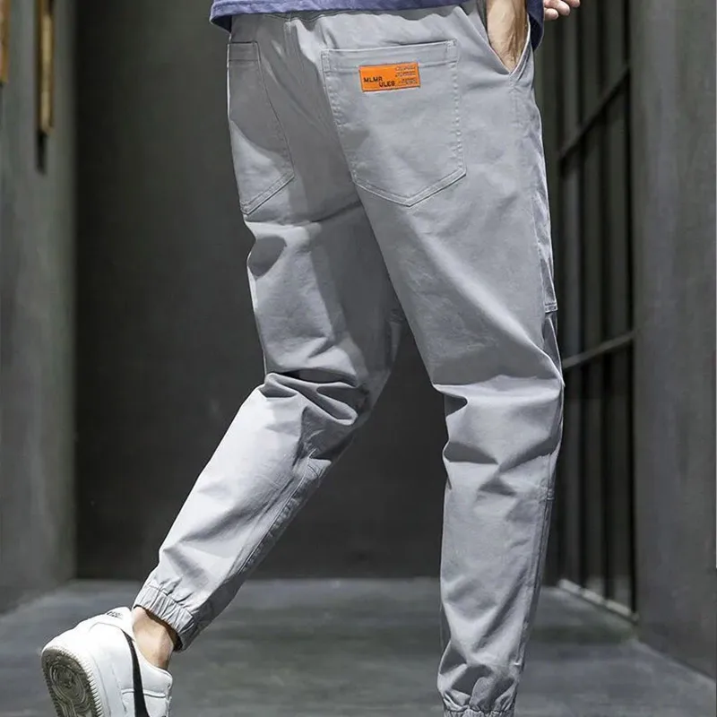 Autumn KPOP Fashion Style Harajuku Slim Fit Trousers Loose All Match Harem Pant Straight Leg Cargo Pants Pockets Casual Pants