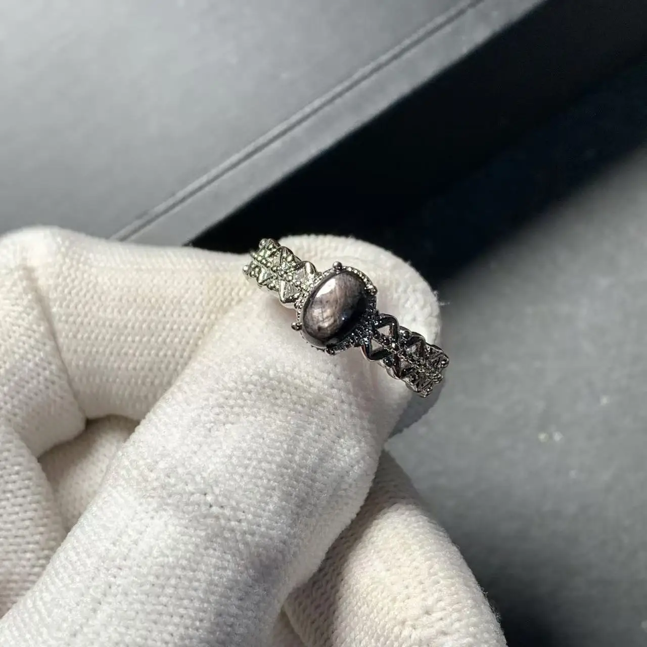 MM Natural Hypersthene Golden luck stone Ring Adjustable Female Ring Jewelry for Women Gift Wholesale High Quality Vintage Fine